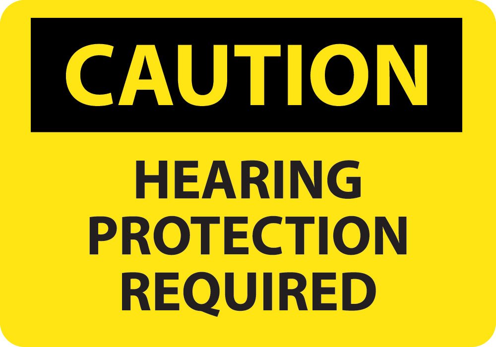 National Marker C513PB Hearing Protection Required Caution Sign, PS Vinyl, 10" x 14"
