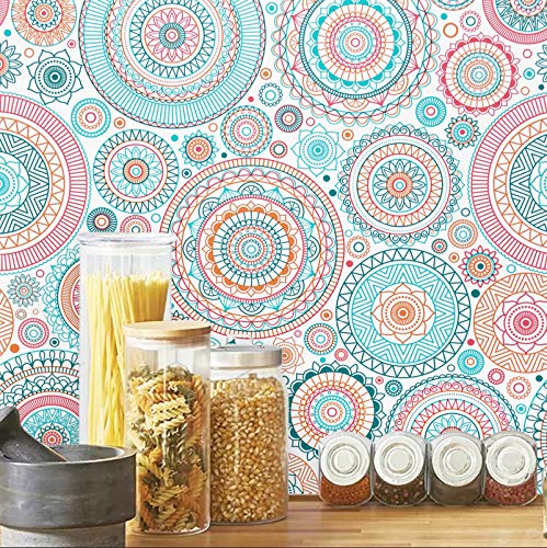Fun Peel And Stick Wallpaper Cute Contact Paper Colorful Wallpaper Kitchen Contact Paper Decorative Self-Adhesive  Wallpaper Removable Waterproof Easy To Clean Wall Covering Vinyl Rolls 17.7''X118'' #TOP1