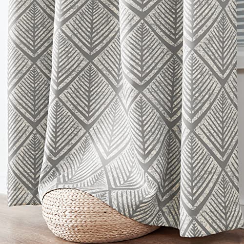 Jinchan 80% Blackout Curtains For Living Room, Geometric Patterns Drapes For Bedroom, Window Treatments For Room Darkening, Grommet Top Thermal Insulated Curtains 96 Inch Length 2 Panels Set, Grey #TOP5