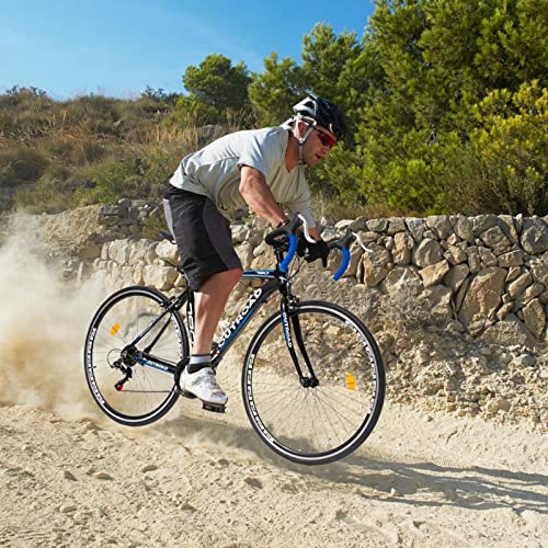 Paname 26 Inch Road Bike For Men And Women, 700C Wheels Racing Bicycle With 21 Speed Shimano Shifter, Commuter Bicycle With 54 Cm Aluminum Alloy Frame, Dual Disc Brakes, Multiple Color (Ft-Blue) #TOP6