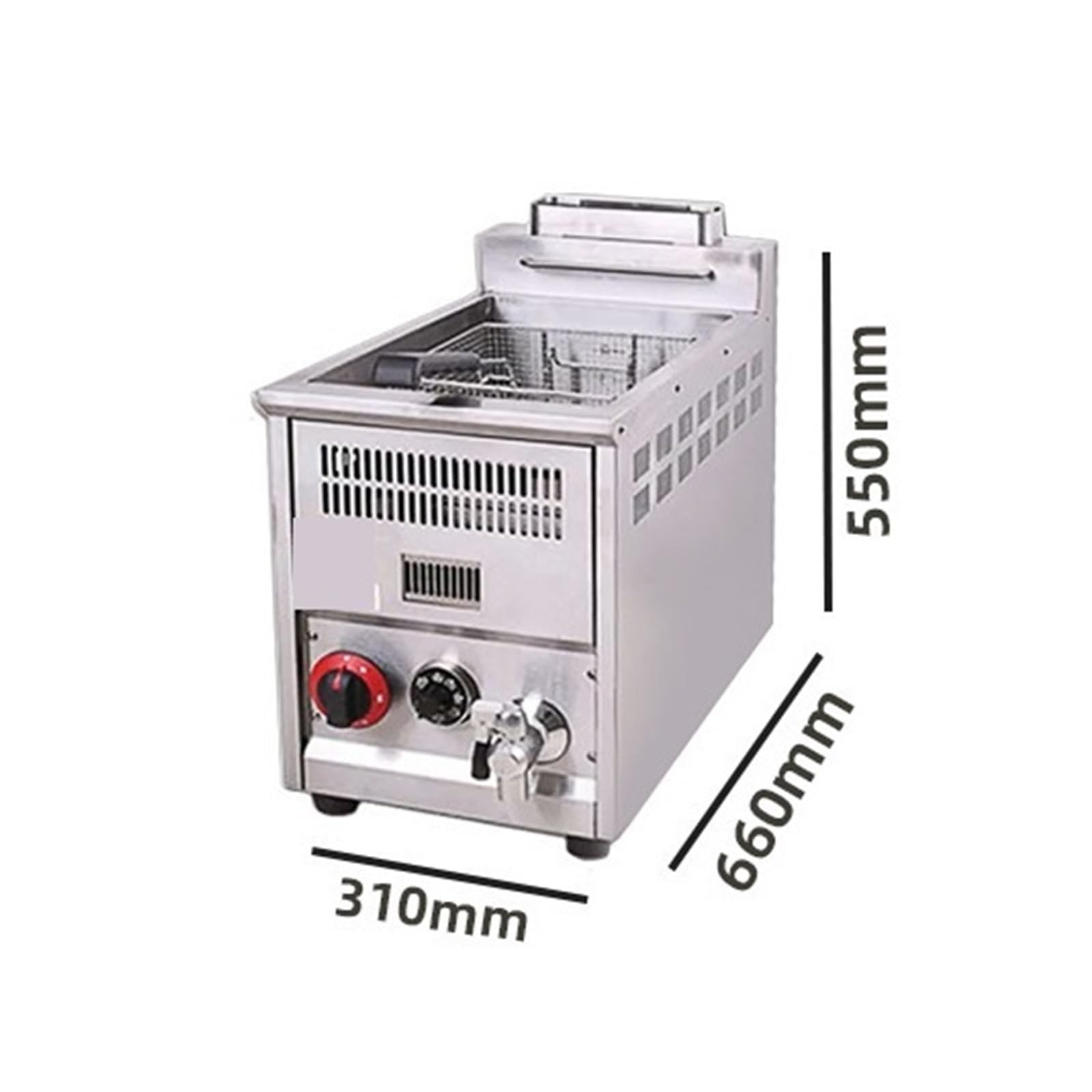 Elektryczna frytkownica handlowa jedno/dwuwarstwowa ze stali nierdzewnej do frytek blat z pokrywą Szybkie Nagrzewanie(Single cylinder gas fryer)