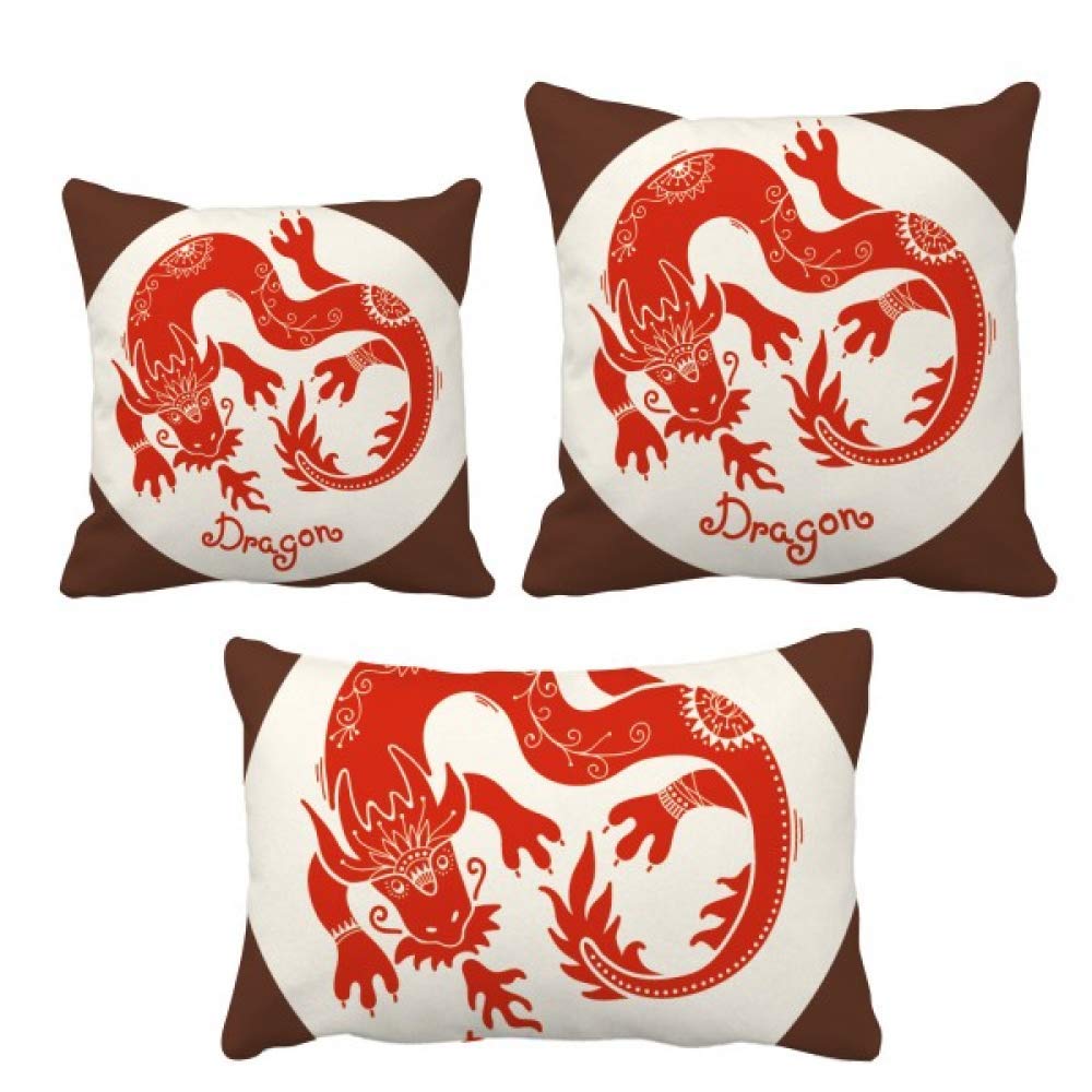 Coussin Année du Dragon Rouge décoratif pour canapé de salon