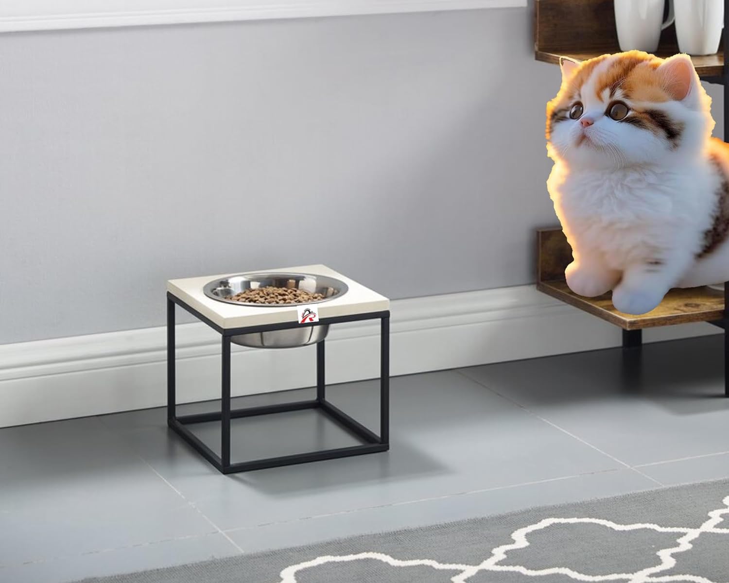 AR Sabri SHOPEE Dog Feeder Stand with 1 Stainless Steel Bowls with Fixed Height Stand ? 8inch (Black) (B0CFJJH1S7) Amazon Price History, Amazon Price Tracker