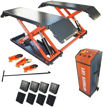 AK-X85110V Portable Car Lift Mid Rise Scissor Lift Electric Release with 8000Lbs Lifting Capacity 40" Max Lift Height for Hydraulic Vehicle Lift, Auto Lift for Low-Profile Cars, SUVs, Trucks