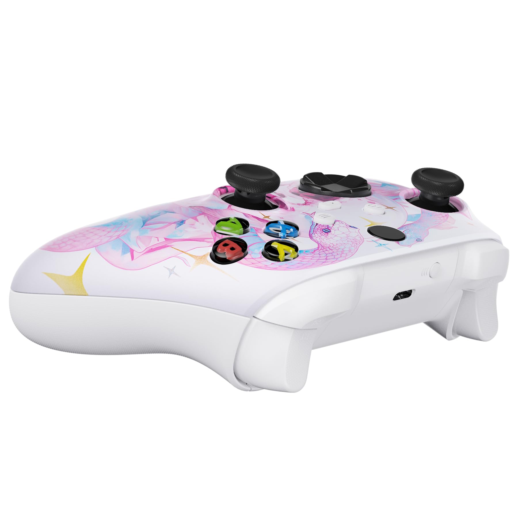 eXtremeRate Cover Custodia Frontale per Xbox Series X S Joystick Model 1914,Scocca Copertura Coperchio Ricambio per Xbox Series X S Controller-Abbraccio del Serpente Celeste