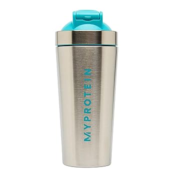 Myprotein Metal Shaker Stainless Steel Bottles For Gym (Silver-Blue)-100% Leakproof Guarantee, Ideal For Protein, Pre Workout, Bcaas & Water Bpa Free 750 ML - image, photos