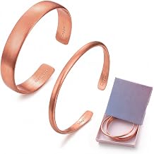 2 Pcs Copper Bracelet for Men Women, Adjustable Red Copper Cuff Bracelets