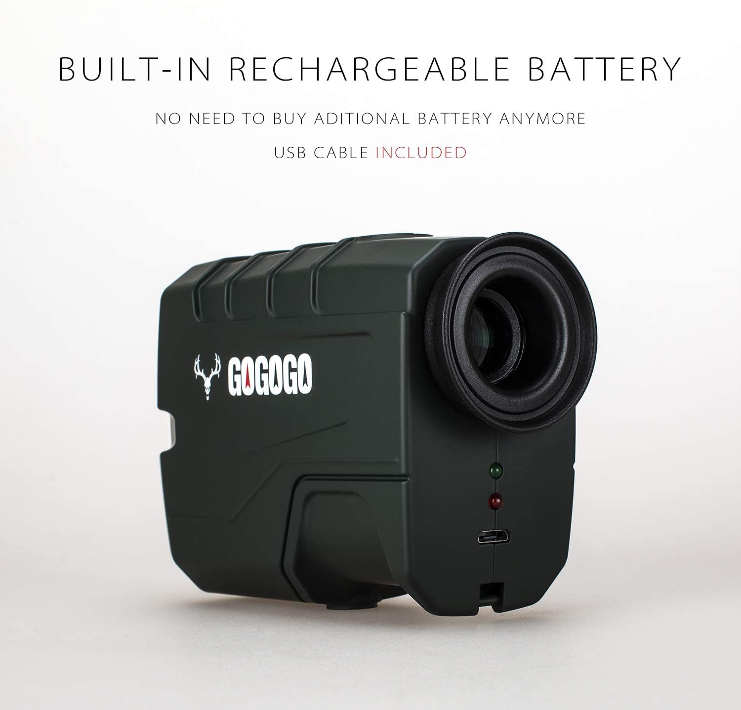 Gogogo Sport Vpro Laser Entfernungsmesser Jagd mit OLED Adaptiver roter Hintergrund, Golf Entfernungsmesser 7X, 1100M, Geschwindigkeit wiederaufladbar mit Stativ Loch