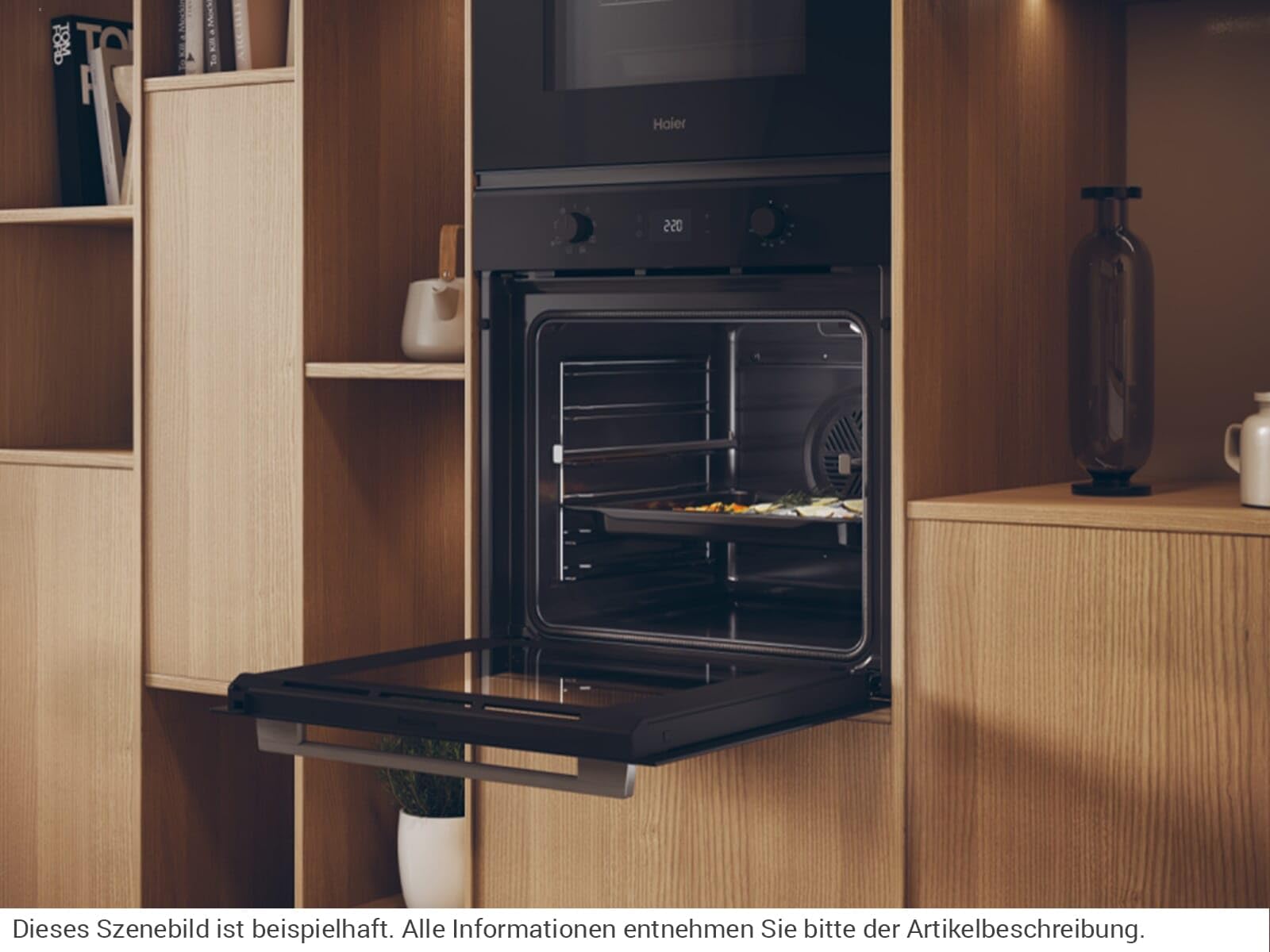 Haier ID Series 2 H6 ID2P3T1HTX - Horno Multifunción Hidrolítico, 78L, Cocción multinivel, 9 Funciones, Display táctil y mandos giratorios, Guía Telescópica, 2 Cristales en puerta, Negro e Inox