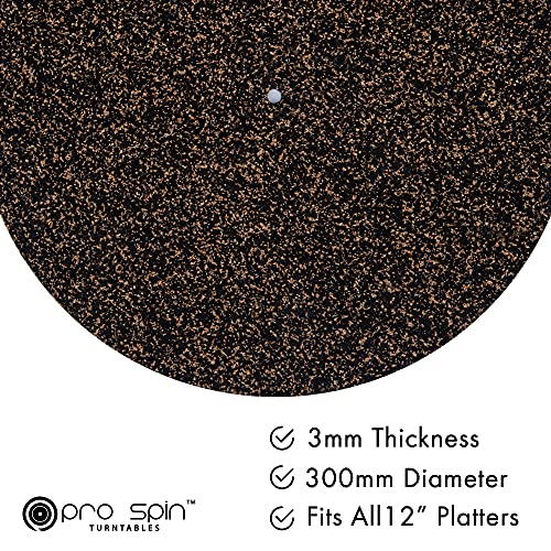 Cork And Rubber Turntable Mat By Pro Spin For Vinyl Lp Record Players (3Mm) | Cork Turntable Mat With High-Fidelity Audiophile Acoustic Sound Support | Record Player Mat Helps Reduce Static And Dust #TOP1