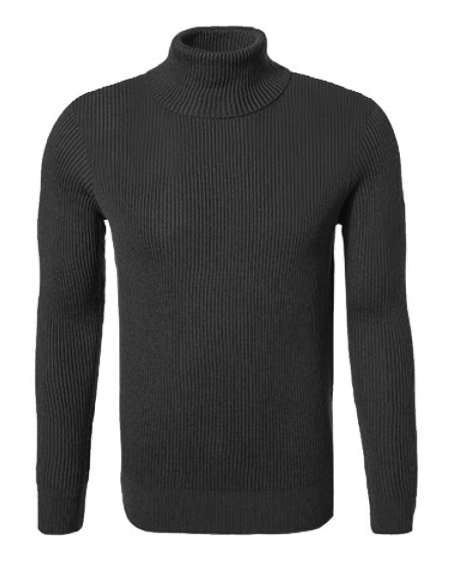 Hann Brooks Mens Warm Thick Cotton Classic Fit Roll Polo Turtle Neck Ribbed Textured Jumper Pullover Top (UK, Alpha, M, Regular, Regular, Black)