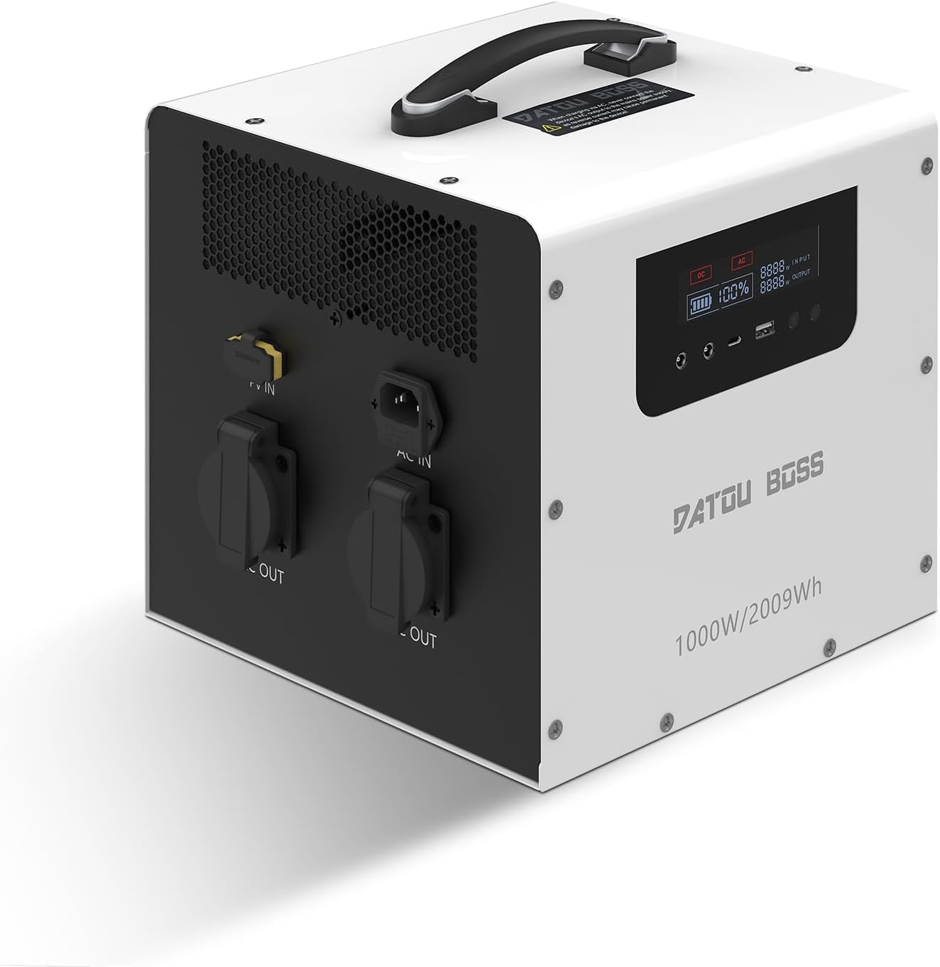 DATOUBOSS Centrale Elettrica Portatile 2009Wh, Batteria LiFePO4 1000W Potenza Nominale/1500W Picco, Generatore di Corrente Solare con UPS, Ricarica Rapida 1000W in 2,5h, Onda Pura per Campeggio Camper