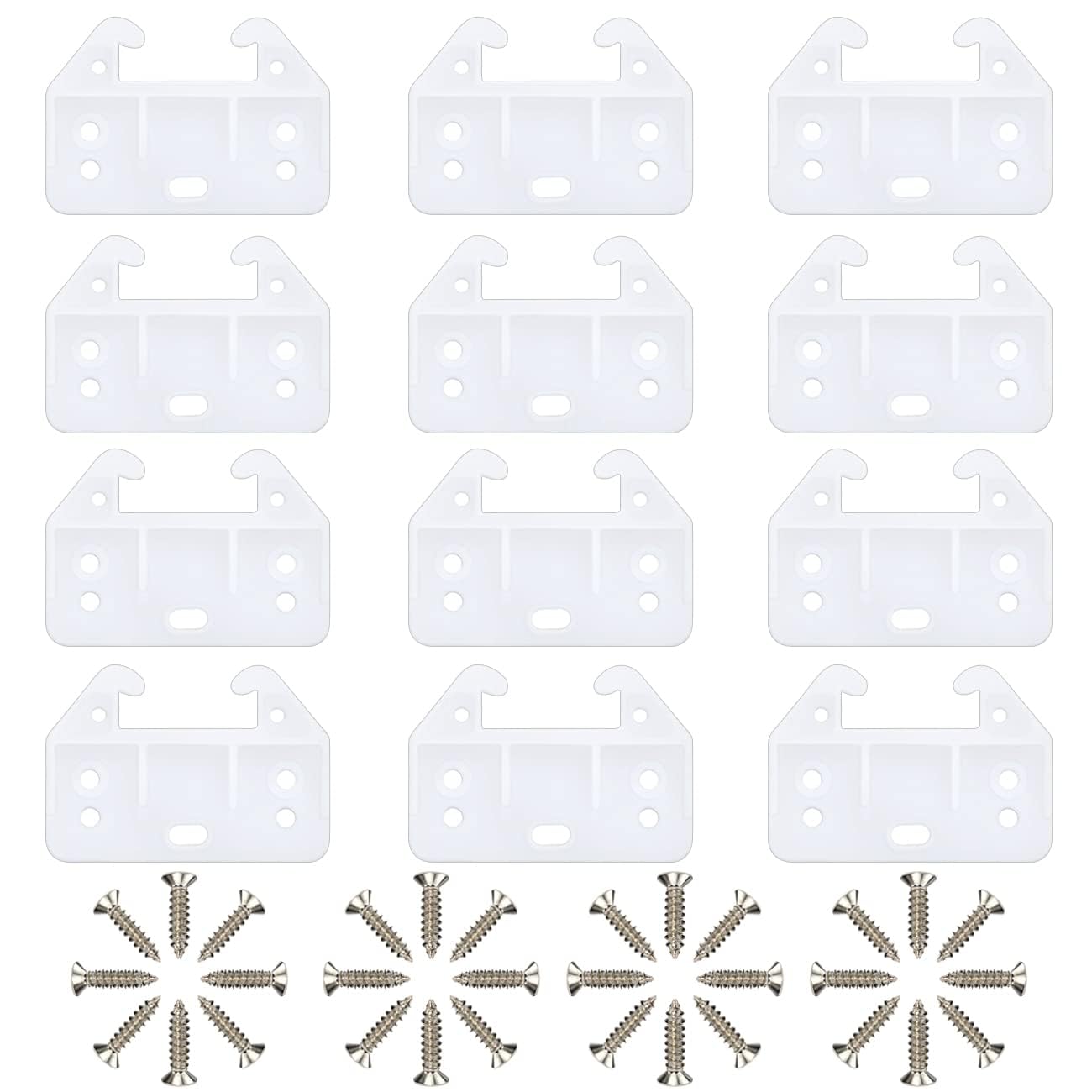 MARRTEUM 12 Pieces Plastic Drawer Guides Drawer Track Rail Slides Brackets with Mounting Screws for Dresser Cabinet Closet Drawer, White