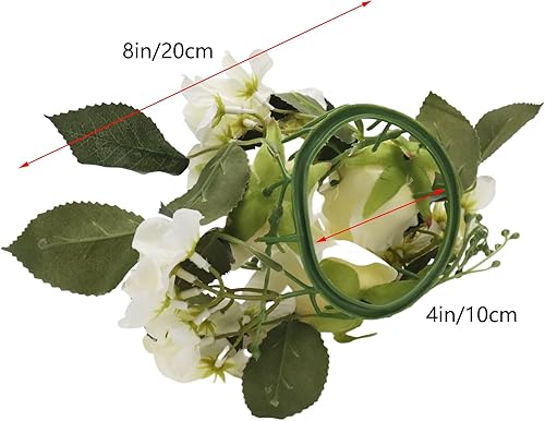 Miniatura 2 de Pastlla 2 anillos de vela de rosas artificiales, coronas, decoración floral, anillo de flores, corona, portavelas para fiesta del día de San