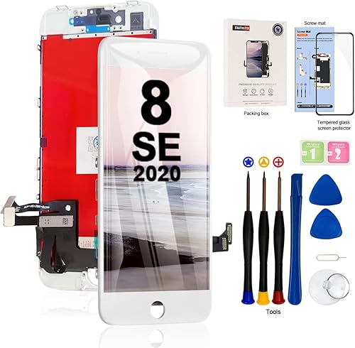 EFAITHFIX Para iPhone 8SE 2020 Pantalla LCD de repuesto Blanco 4.7 pulgadas Marco Asamblea Pantalla 3D Digitalizador de pantalla táctil con kit de