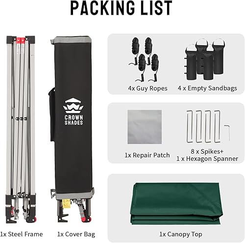Miniatura 63 de CROWN SHADES - Toldo plegable instantáneo con bolsa de transporte para exteriores, 10 x 10 pies Azul