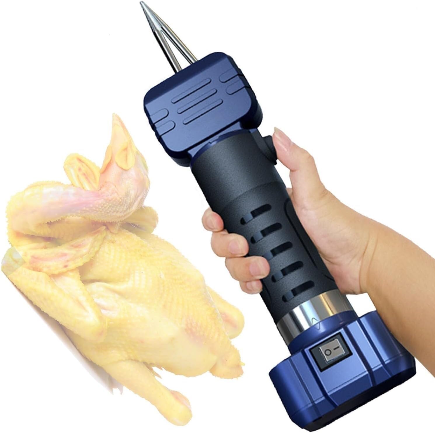 MRKU Portable Powerful Chicken Plucker Machine - 200W Electric Handheld Defeatherer with 16000 RPM,2 Interchangeable Cones