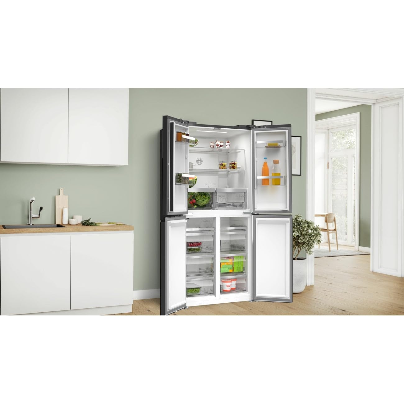 BOSCH Frigorí­fico americano KMC85LBEA Clase E 1,89mX85.5cm No Frost Negro