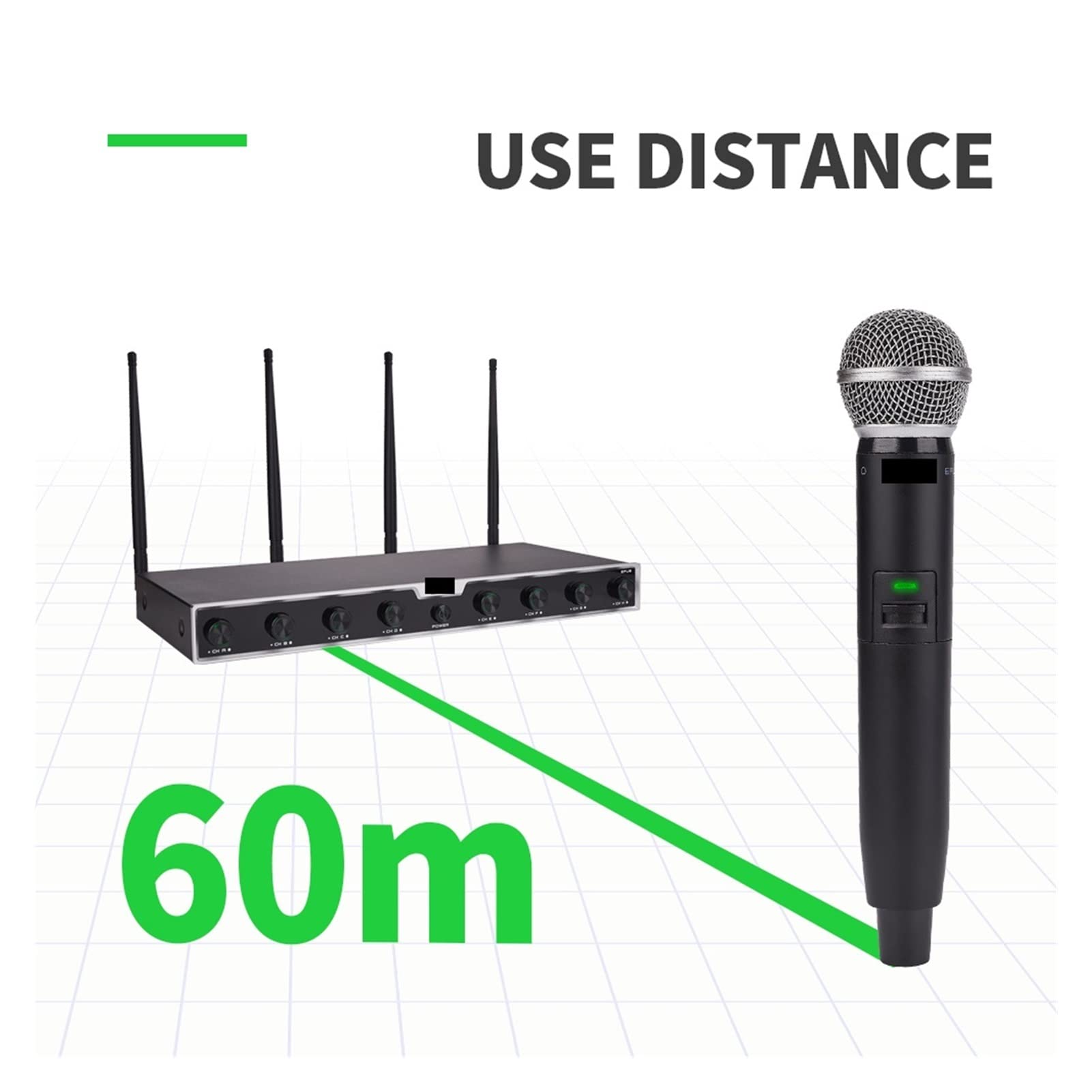 CLEIDE Mixer Audio, 8 canali Professionisti Uhf di Microfono Wireless 8 Mic HATHEDD Mic Reception Stabile for Chiesa del Page della Karaoke Facile da Usare e Controllare, Compatibile con PC