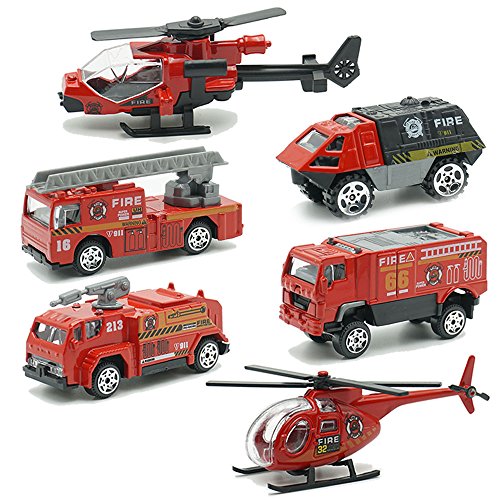 Jqgt Fire Engine Toy Rescue Playset Emergency Vehicle 6 Pcs Mini Firetrucks Toy For Kids Boys #TOP28