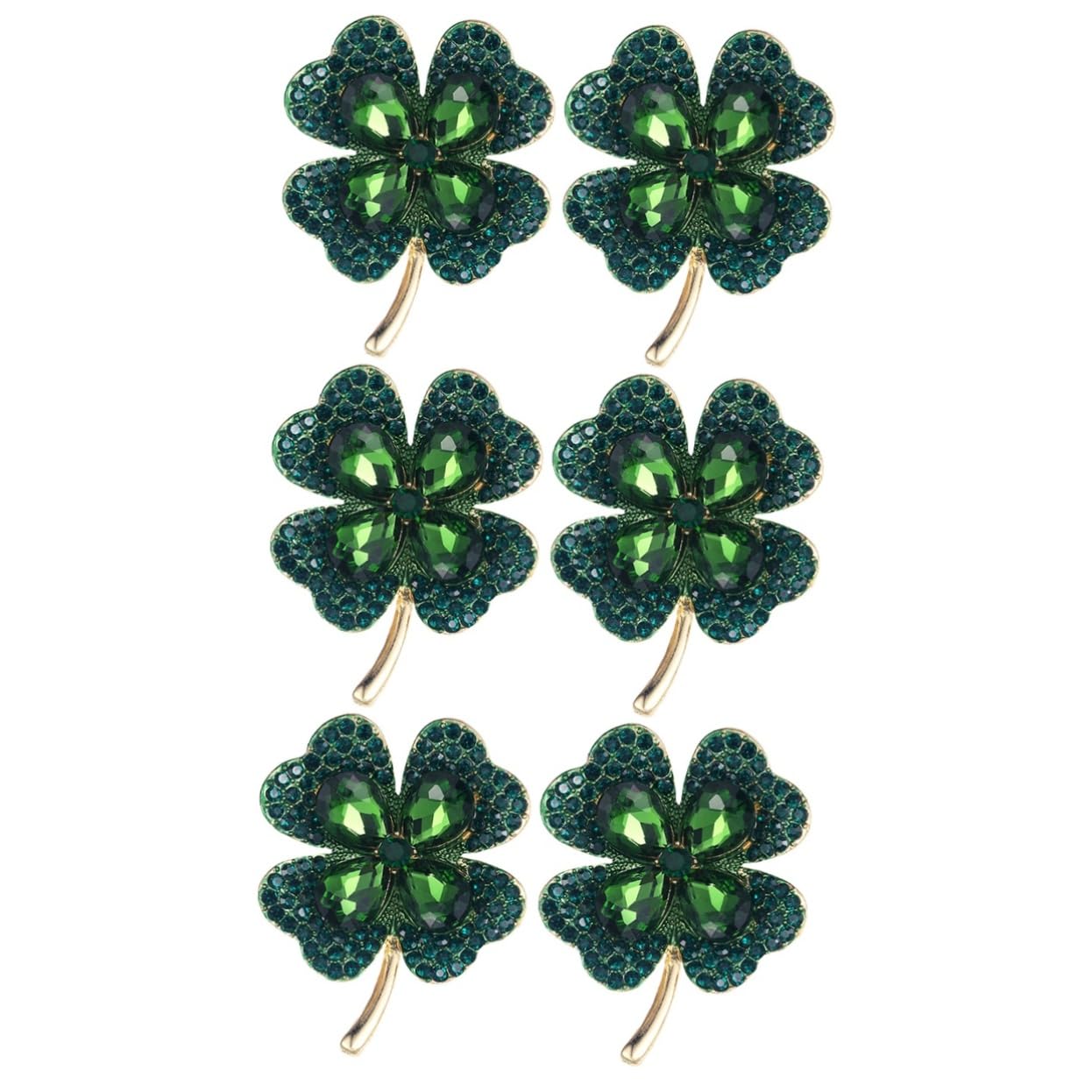 Broche de corsage trèfle rétro en émail vert et métal - 8