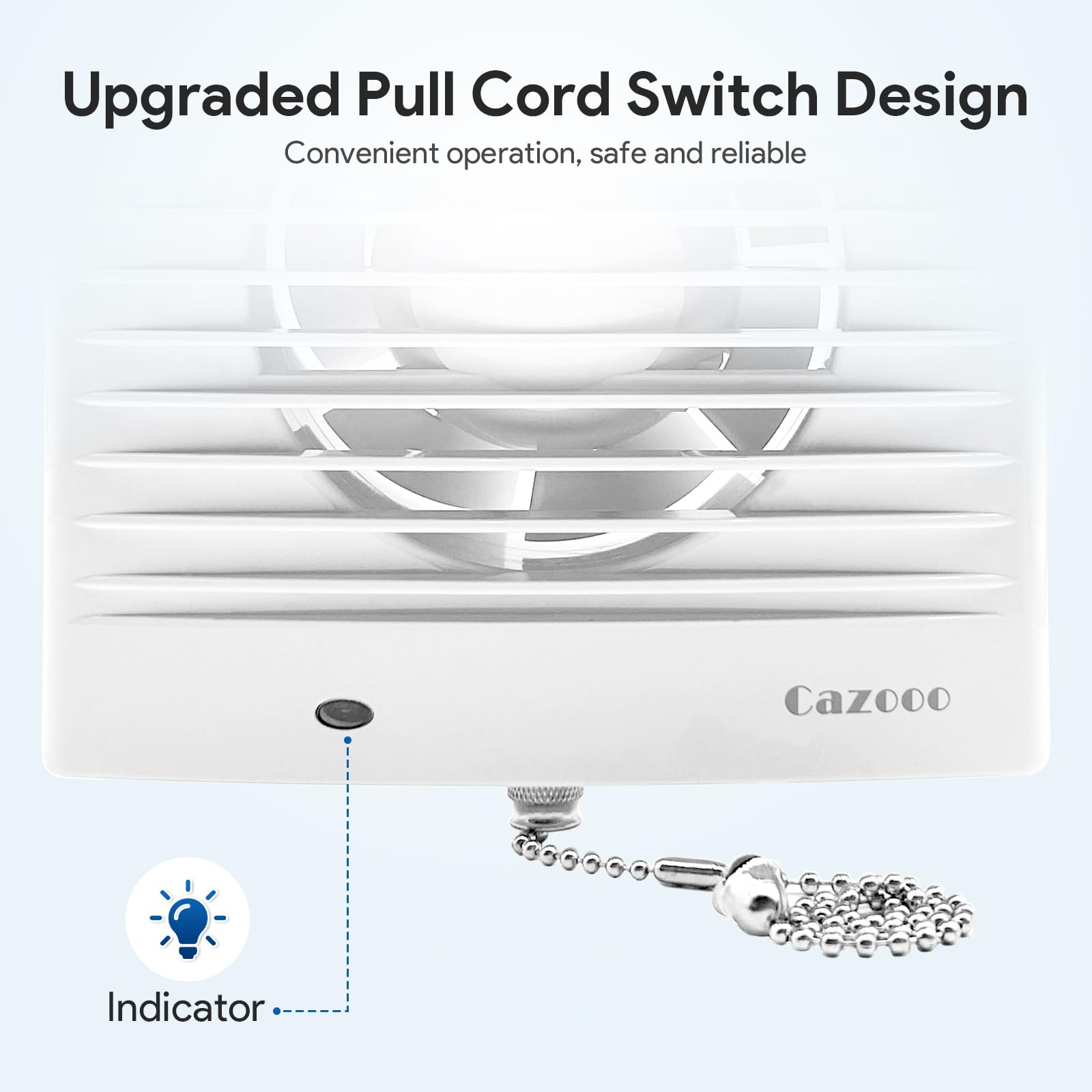 Cazooo 100mm Bathroom Extractor Fan with Timer and Pull Cord, 12W 130m³/h Silent Bathroom Fan - Image 4