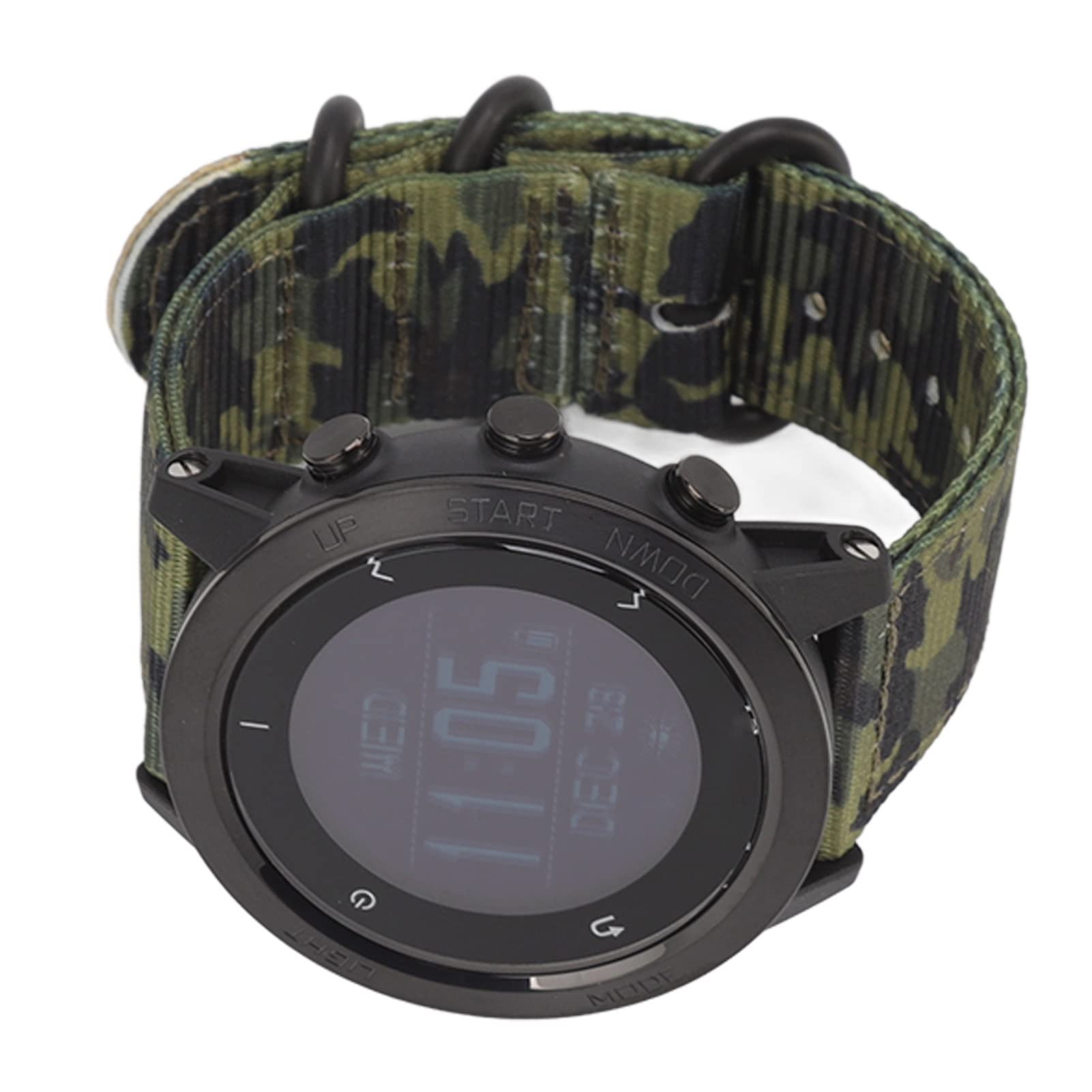 Smartwatch Men's Watch Sports Watch Submarine Bucking con GPS Altimeter Barometer Boussole Functions Fitness 10atm Impermeable (Verde)