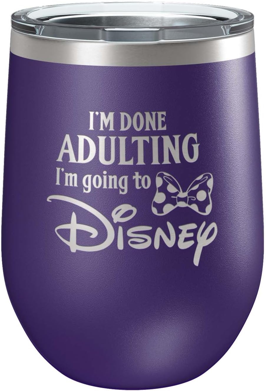 Custom Disney-Inspired Stainless Steel Wine Tumbler with Lid 12oz, 15oz or 20oz | Vacuum Insulated Mug | Mickey/Minnie Fan | Birthday | Christmas | Personalized Gifts (12oz, Purple)