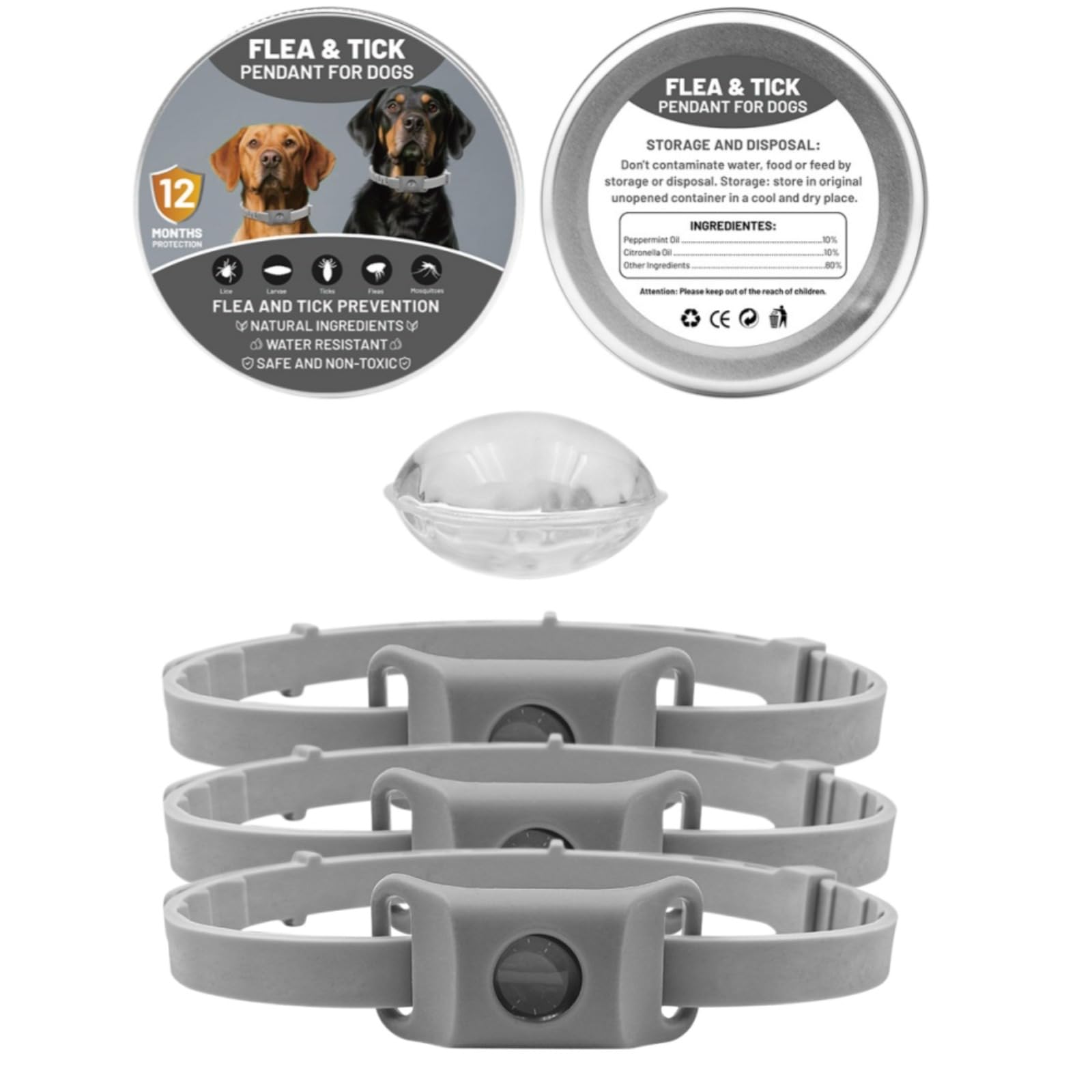 Fell-Freund TickGuard Clip – Gegen Zecken Und Flöhe, Repellent-Hänger, 100% Natürliche Inhaltsstoffe (Grau,3 Stück)