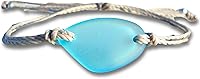 SeaStamped Light Blue Recycled Sea Glass Adjustable Bracelet - Handmade Eco-Friendly Beach Jewelry, Waterproof & Gift Ready