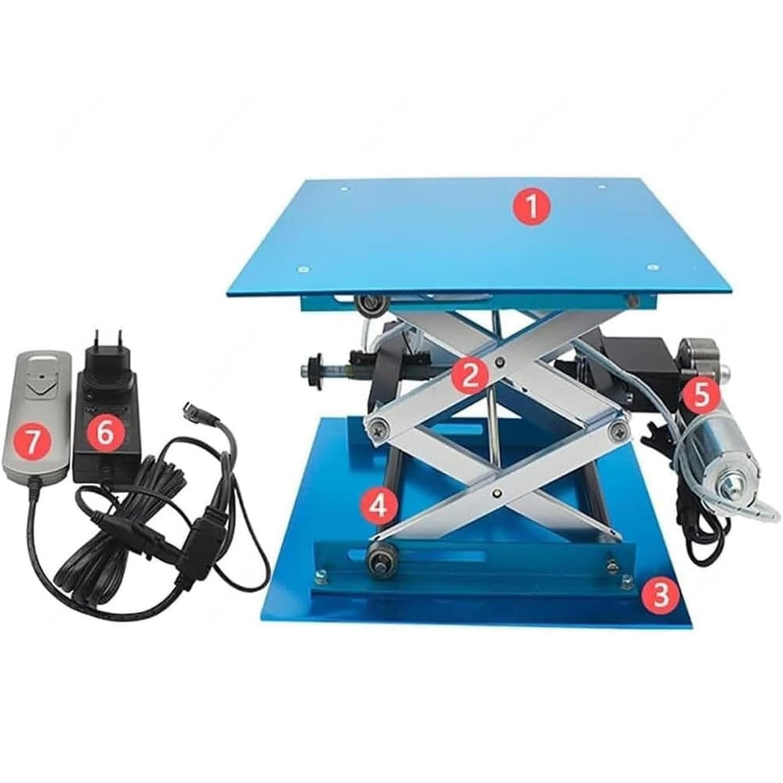 Plataforma elevadora eléctrica, pequeño soporte de laboratorio con control remoto, 90-365 mm de altura, capacidad de 30 kg