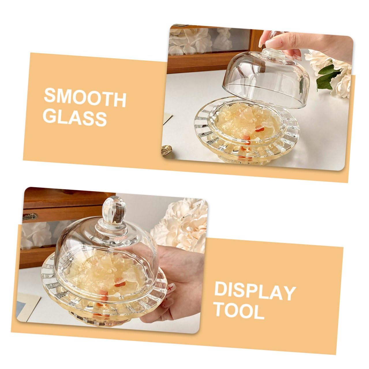 VANZACK Glasschüssel Funktionale 110ml mit Deckel Durchsichtige Kleine Eisbecher Elegante aus Sicherem Glas für Party und Tischdekoration