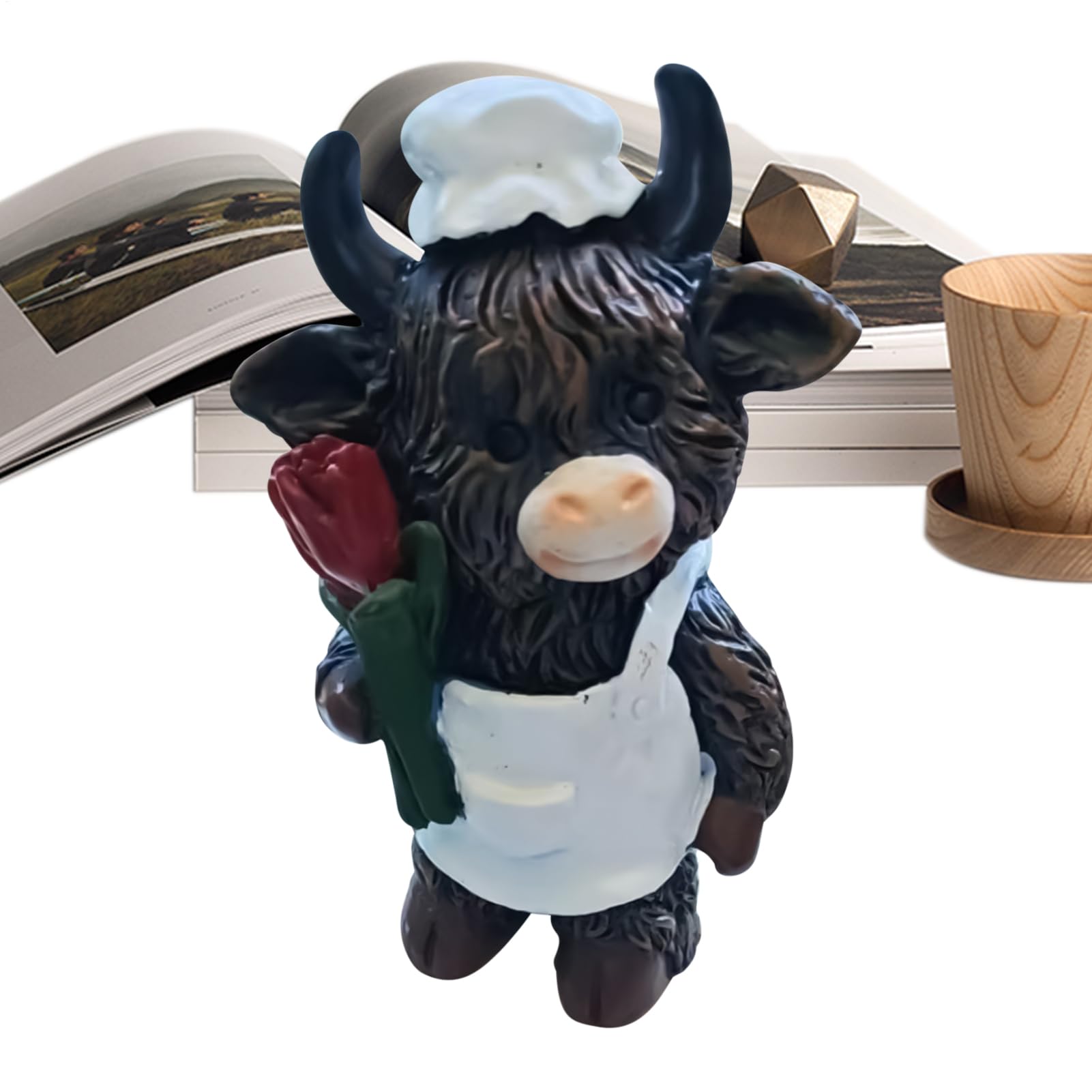 Figurine vache Highland en résine sculptée de haute qualité