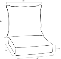 Vista 4 de Arden Selections Juego de cojines profundos para exteriores, 24 x 24 pulgadas, resistente al clima, a prueba de lluvia, resistente a la decoloración