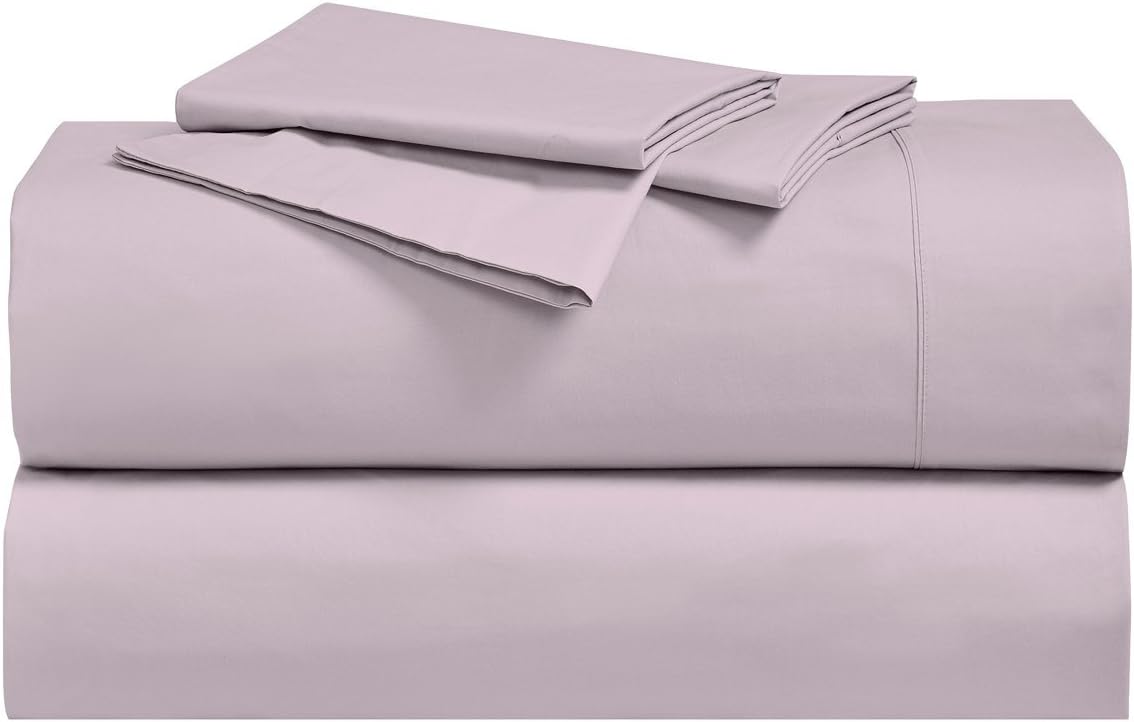 100% Cotton Percale Sheets Sets with 15" Deep Pockets (California King Size, Solid White) Crispy Breathable Bed Linens