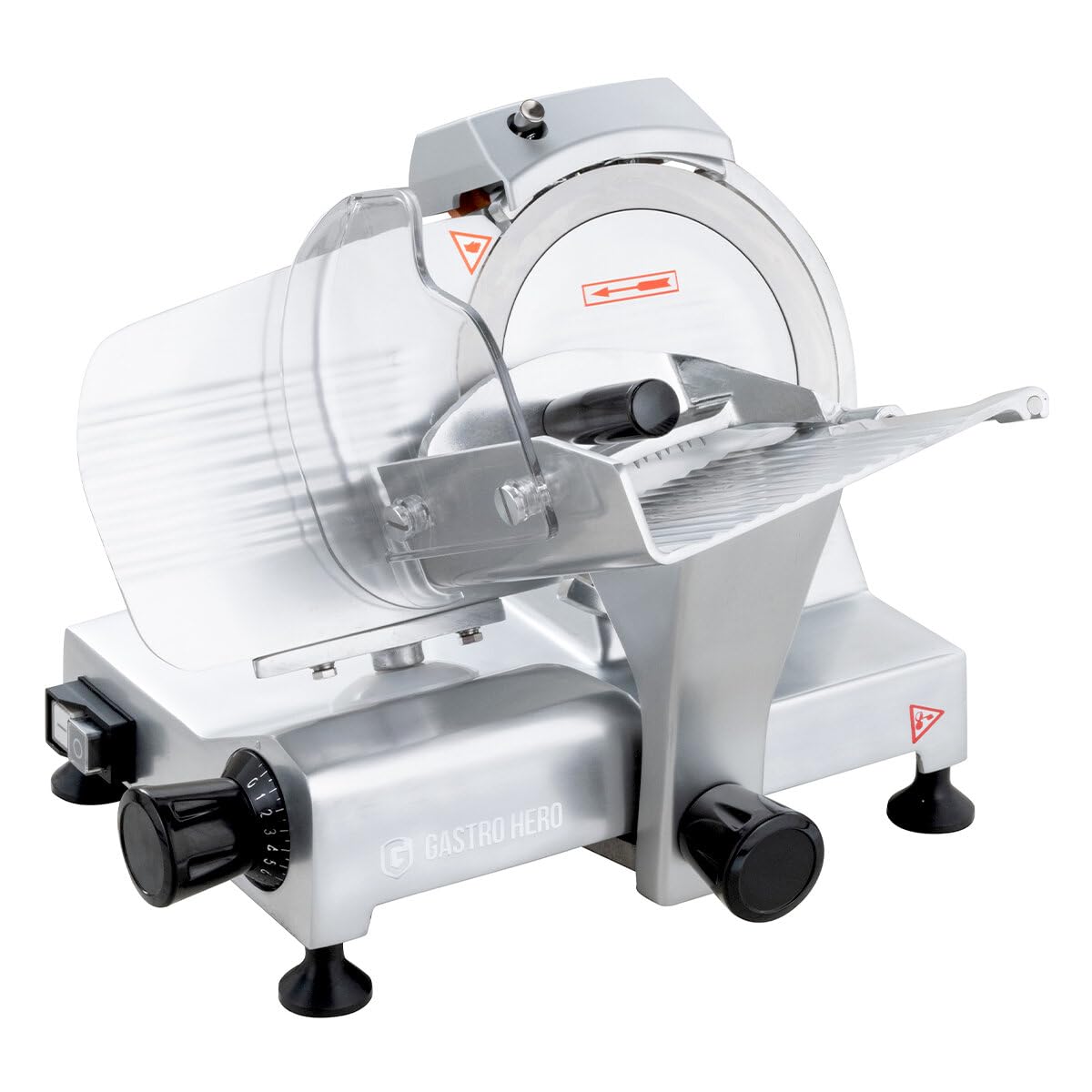 GastroHero Aufschnittmaschine 195 mm, einstellbar, Aluminium ASM195