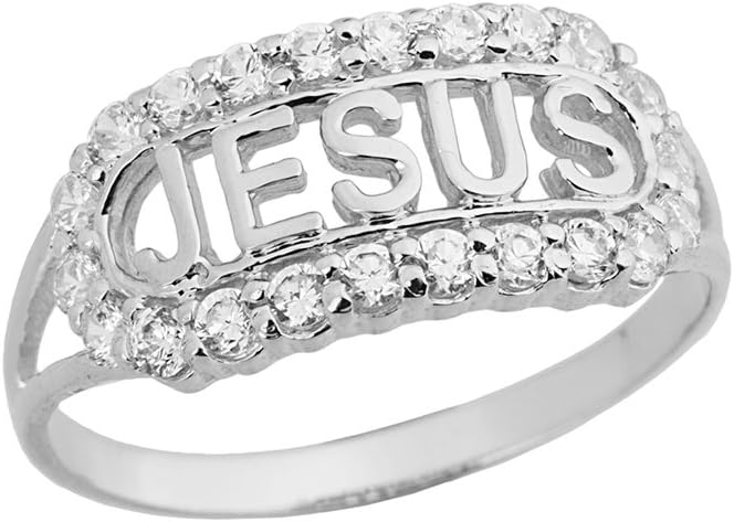 Religious Jewelry Unique Sterling Silver CZ Jesus Christ Christian Faith Ring