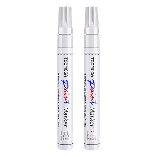 TOOMGGA White Paint Pens Permanent Paint Markers - 2 Pack