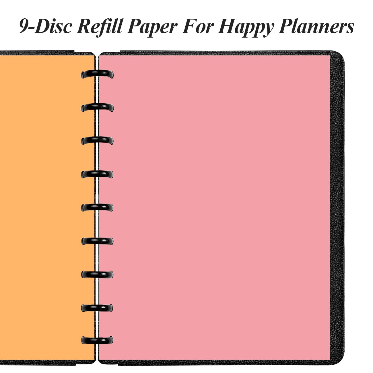 9-Disc Discbound 5 kolorowych pustych papieru wstępnie dziurkowane wkładki Happy Planners, 100 arkuszy/200 stron klasyczny rozmiar pusty papier liściasty, na kolor 20 arkuszy, 17,8 cm x 23,5 cm