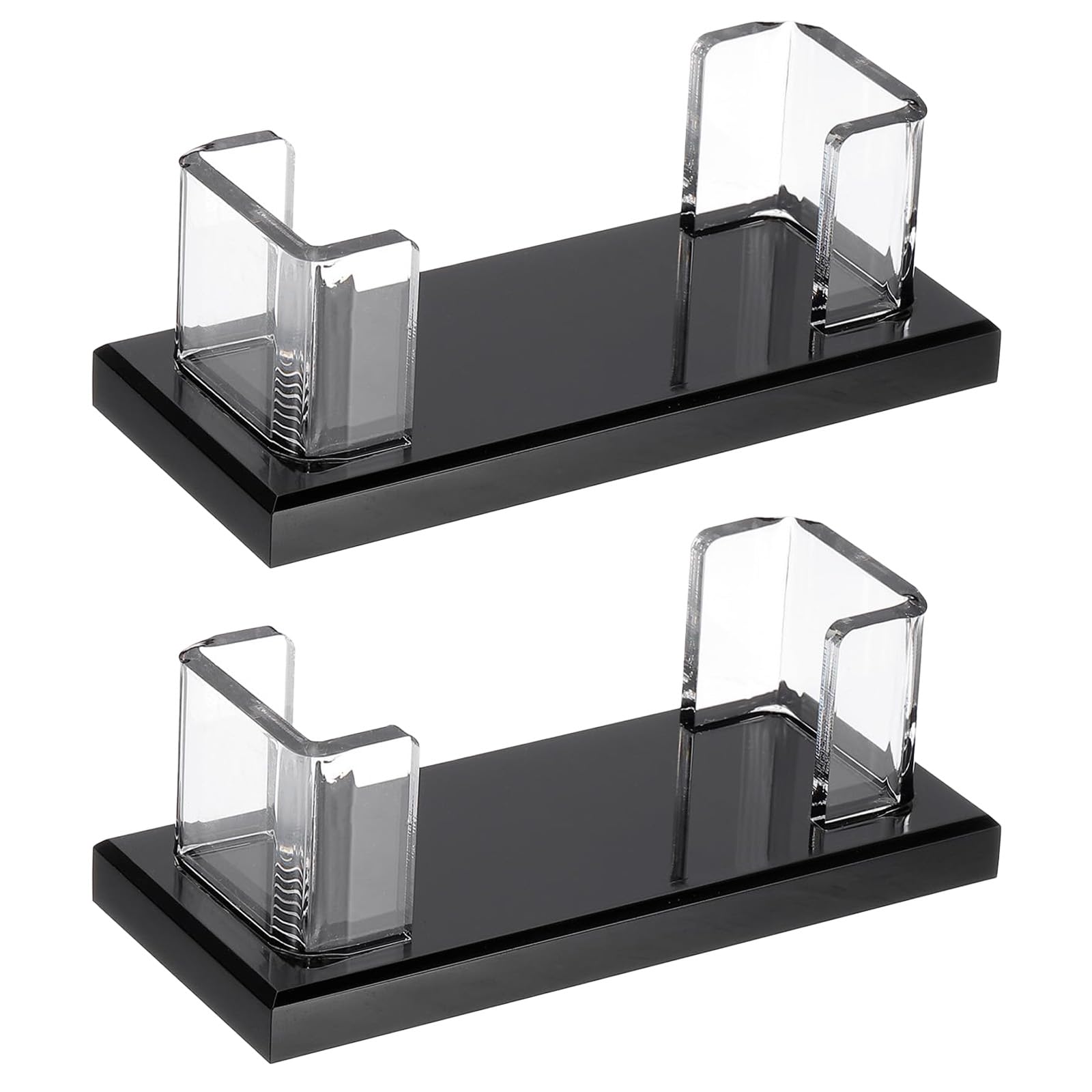Icetop Business Card Holder, 2 Pcs Crystal Clear Desktop Name Card Organiser with Weighted Base Professional Display for Office Home Trade Shows Reception
