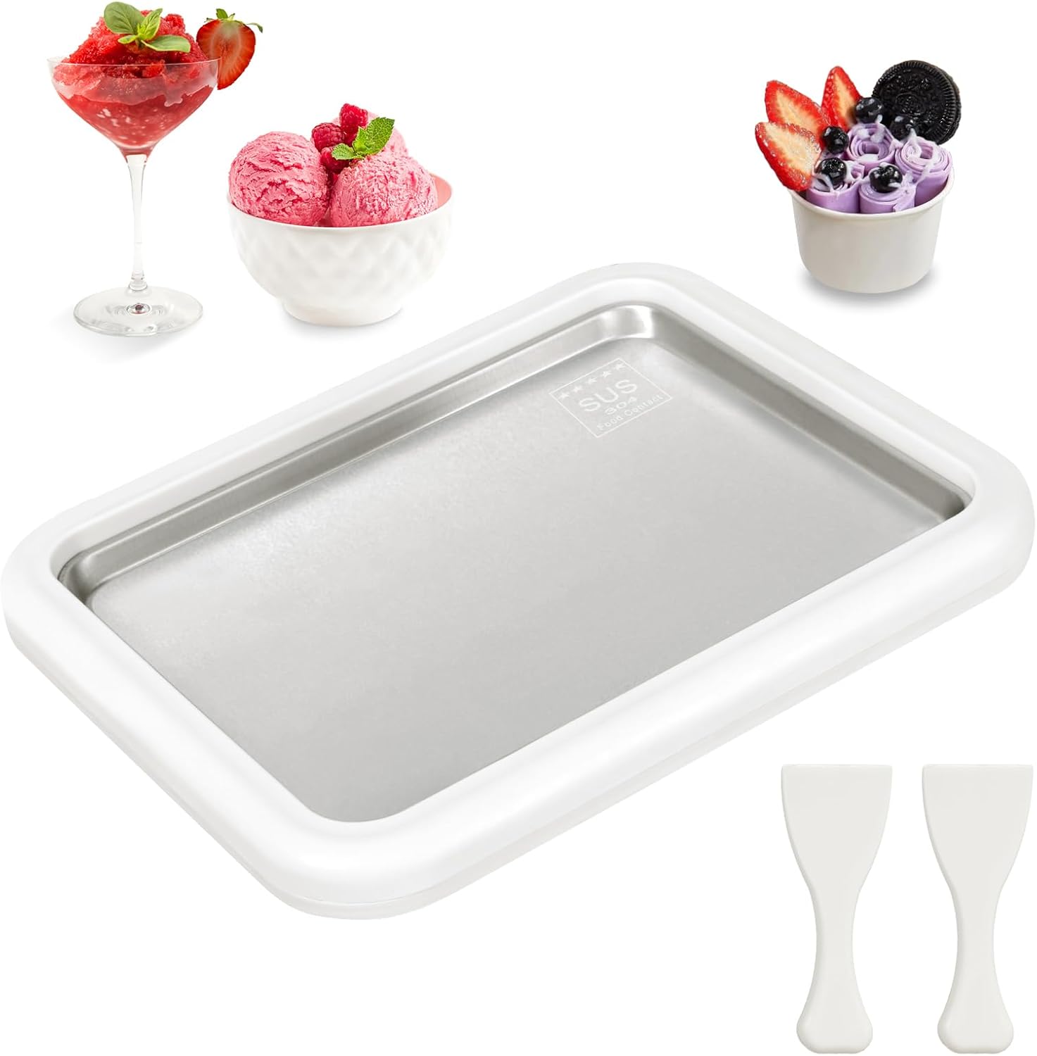 Rolled Ice Cream Maker, Frozen Yogurt Machine, Instant Cold Plate with 2 Spatulas for Kids Homemade DIY Soft Serve Slushies, Gelato, Sorbet and Rolled Ice Cream Rolled Ice Cream Maker, Frozen Yogurt Machine, Instant Cold Plate with 2 Spatulas for Kids Homemade DIY Soft Serve Slushies, Gelato, Sorbet and Rolled Ice Cream