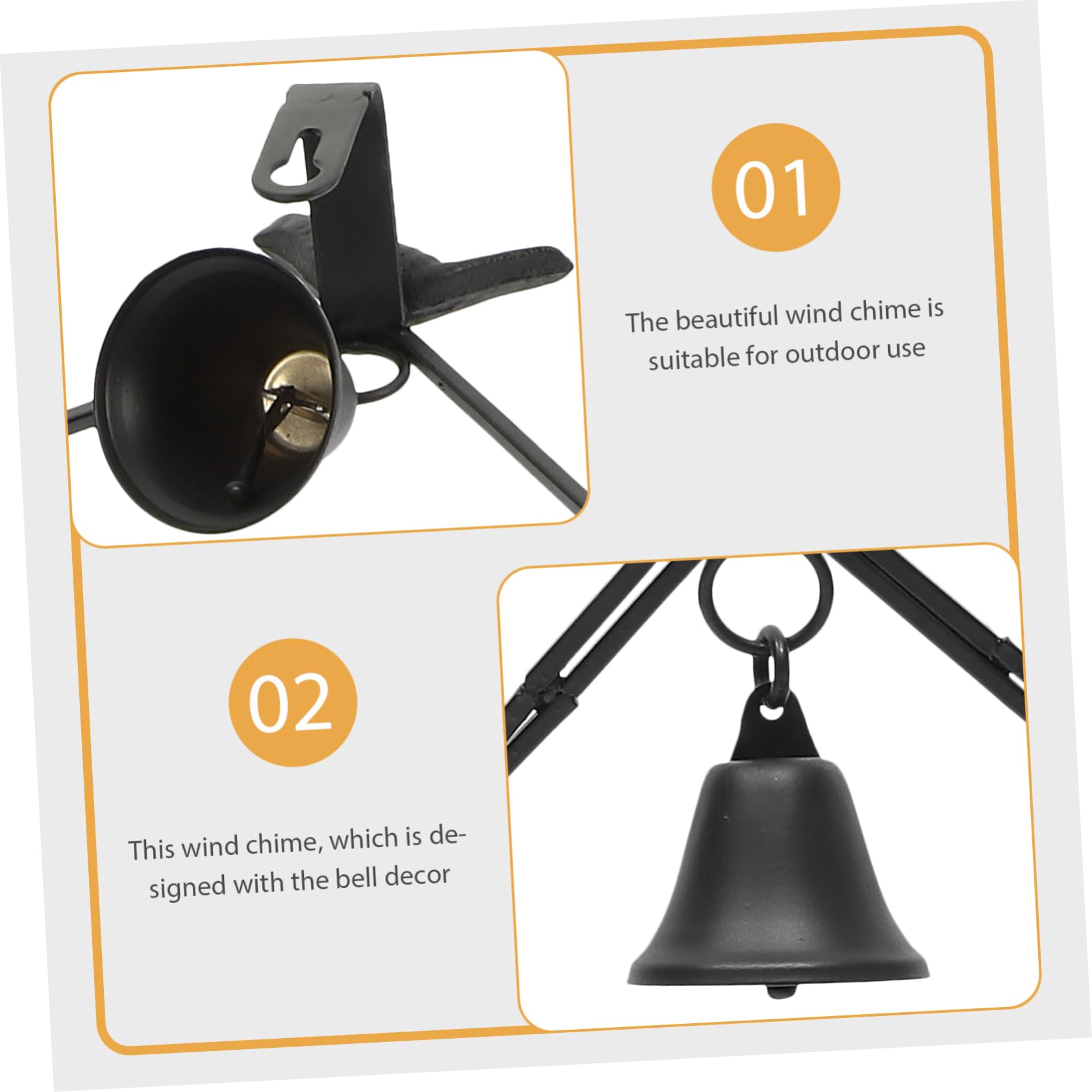 Carillon Éolien Suspendu en Fer Noir Style Rétro pour Balcon