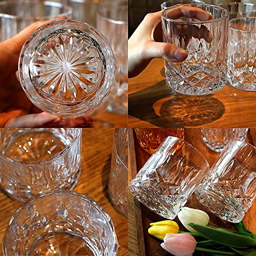 Image of LUXU Crystal Whiskey Glasses Set of 6-300 ml Bar Glass for Drinking Bourbon, Whisky, Scotch, Cocktails, Cognac- Old Fashioned Cocktail Tumblers ((XCV-6)