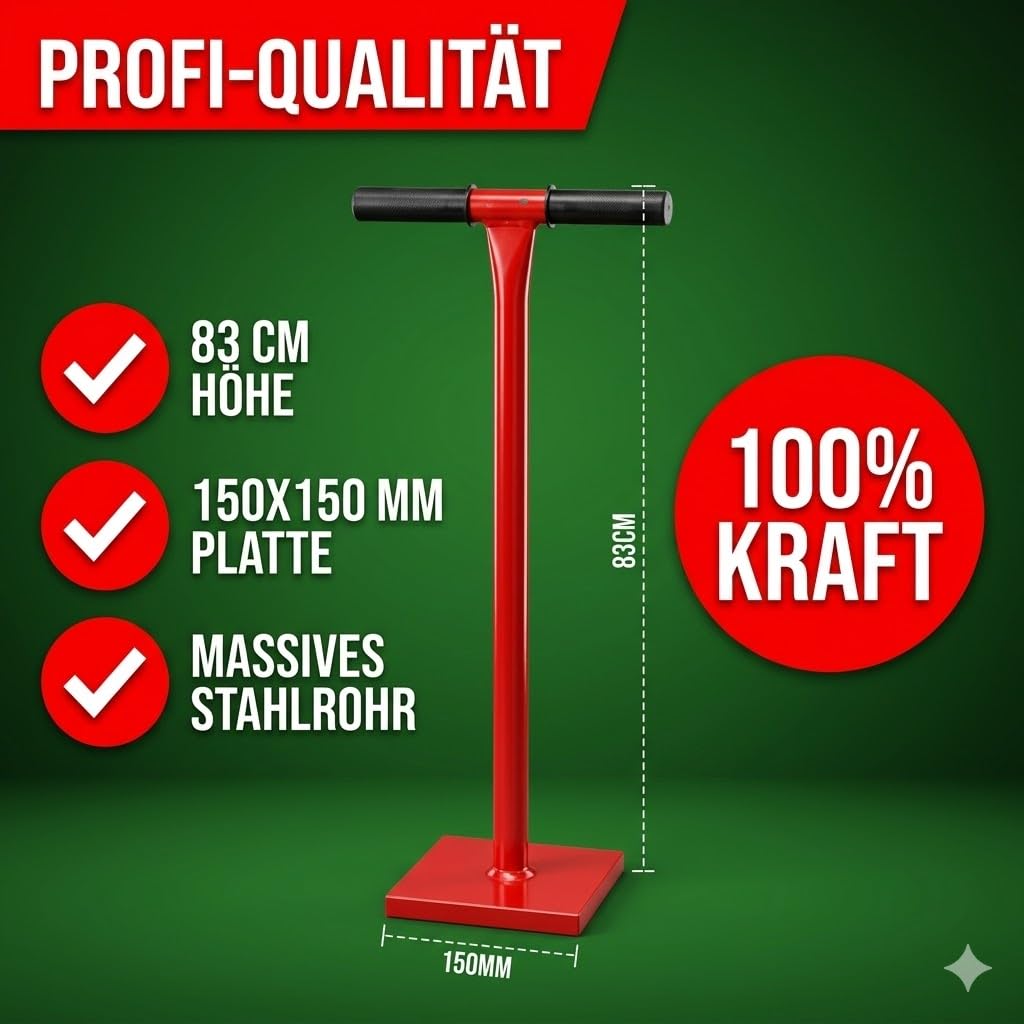 Erdstampfer 150x150 mm Handstampfer aus massivem Stahl 83 cm T-Griff Betonstampfer Bodenverdichter
