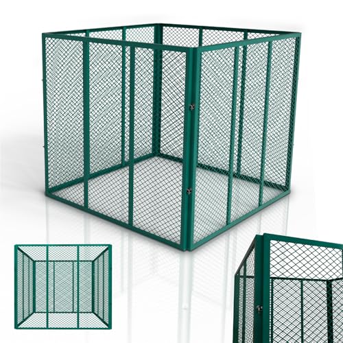 Juskys Metall Komposter 800 L, verzinkter & pulverbeschichteter Stahl, wetterfest, Belüftung durch Gitterrahmen, schnelles Kompostieren – Dunkelgrün