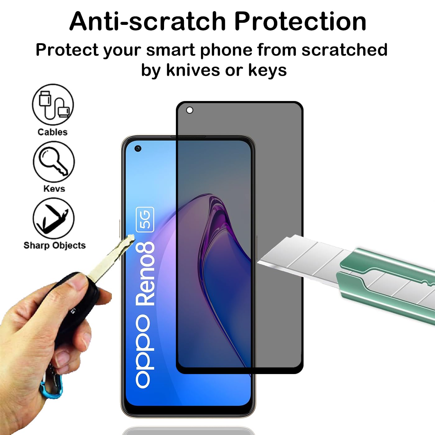 Pellicola Protettiva Privacy per Oppo Reno 8 Lite Protezione Anti Spy