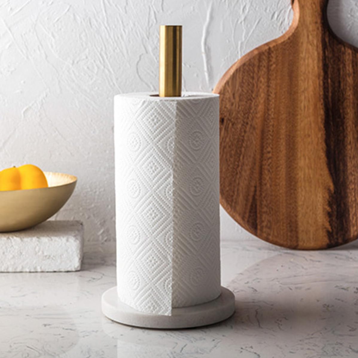 Soporte Práctico Papel Cocina de Natural Base para Mármol Acero y Inoxidable, Diseño Estable y Elegante para Almacenamiento