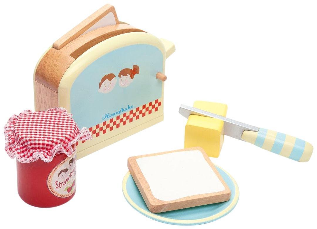 Le Toy Van - Honeybake Wooden Toaster Breakfast Set Pretend Kitchen Play Toy Set | Kids Role Play Toy Kitchen Accessories