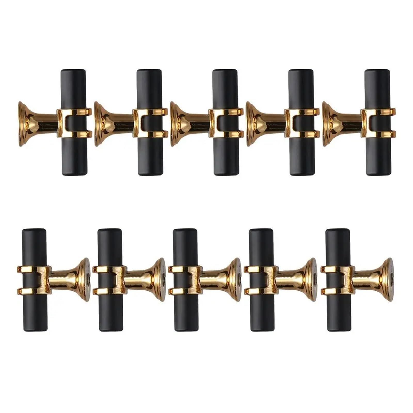 Möbelknöpfe Mattschwarze und goldene Schrankknöpfe, Aluminiumlegierung, Einloch-T-Stange, Schrankknöpfe, Küchenbeschläge, Tür(10pcs)
