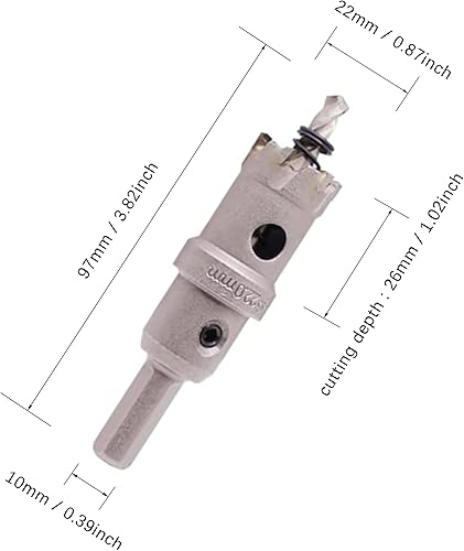 Miniatura 3 de Sierra perforadora de dientes de carburo de tungsteno (cortador de agujeros) LU&MN Heavy Duty para acero inoxidable, 78 ", 0.866 in